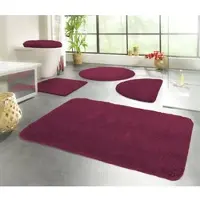 Kinzler Badematte "Chaozhou, Badvorleger, Badezimmer Teppich", rot (bordeaux), H:20mm, Polyester, Badematten, Badematte, Badteppich, Uni Farben, weich, als rechteckig, rund & Set erhältlich