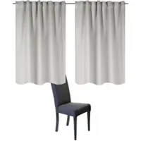 HOMEbasics Vorhang HOME BASICS "BLACKY" Gr. 3, grau, B:140cm H:225cm, Polyester, Gardinen, Vorhang, 2er Pack Kombibandschal BLACKY Uni