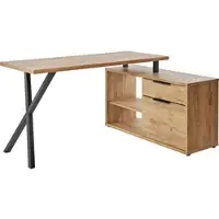 Jahnke Schreibtisch "X-TRA C 145 E", braun (kerneiche, schwarz, schwarz, kerneiche, schwarz), B:150cm H:74cm T:110cm, Tische, Schreibtisch, Eckschreibtisch, wechselseitig montierbar, X-Gestell