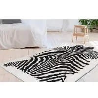 My Home Hochflor-Teppich "Elias" Gr. 4, schwarz-weiß (weiß, schwarz), B:160cm H:30mm L:230cm, Kunstfaser, Teppiche, Hochflor-Teppich, Fell-Optik, Wohnzimmer