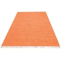 Otto Home Teppich "Paul" Gr. 1, orange (terra), B:60cm H:5mm L:120cm, Baumwolle, Teppiche, Teppich, Wendeteppich, Uni, handgewebt, mit Fransen, reine Baumwolle, Läufer