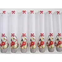 Stickereien Plauen Scheibengardine "Obstkorb" Gr. 2, bunt, B:128cm H:40cm, Voile, Polyester, Gardinen, Scheibengardine, mit echter Plauener Spitze Stickerei