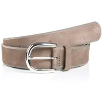 MONTI Ledergürtel "PAVIA", Damen, Gr. 110, grau (taupe), Rindsleder, unifarben, Gürtel Ledergürtel, aus Nubukleder mit glänzender Dornschließe – 3,5 cm breit