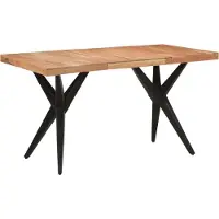 The Living Store Esstisch Schwarz 140x70x76 cm Massivholz Akazie