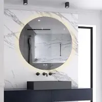 Aica Sanitär GmbH AICA Rund Badspiegel 100cm LED Wandspiegel mit Touch/Wandschalter Beschlagfrei 3 Lichtfarbe+Dimmbar Badezimmerspiegel mit Beleuchtung IP44
