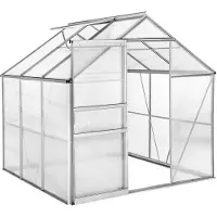 HABITAT ET JARDIN Gartengewächshaus aus Polycarbonat, 190 x 190 x 195 cm, "Basilic" – 3,61 m² – Grau