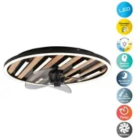 Otto Home LED Deckenleuchte "Deckenventilator Vollo", schwarz, 1, Ø 50cm H: 12,5cm, 1 Stk., Leuchten, inkl. Ventilator, dimmbar, CCT, Memory, Nachtlicht, Timer, IR-Fernbed., LED Deckenleuchte