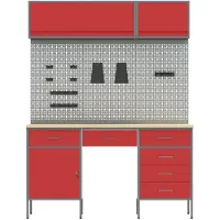vidaXL Werkbank mit Schubladen 8 pcs Schwarz Ingenieure Holz und Stahl