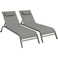 Sweeek - 2er-Set Liegestühle aus Stahl mit mehreren Positionen, Kissen und Rollen - Khaki