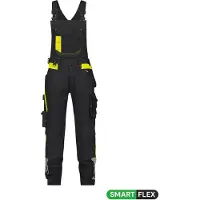 Dassy Stretch-Arbeitslatzhose mit Kniepolstertaschen Ulsan - schwarz/neongelb - 48+5cm