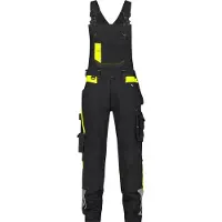 Dassy Stretch-Arbeitslatzhose mit Kniepolstertaschen Ulsan - schwarz/neongelb - 52+5cm
