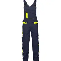 Dassy Stretch-Arbeitslatzhose mit Kniepolstertaschen Ulsan - nachtblau/neongelb - 53-5cm