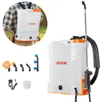 Vevor Akku-Sprühgerät, 12 L, elektrischer Rücken-Drucksprüher, 2 einziehbare Stäbe und 5 Düsen, einstellbar 0–6 bar, 2 Stunden Laufzeit, tragbarer Pumpsprüher für Hof, Garten und Rasen