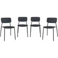 Sweeek - 4er-Set stapelbare Gartenstühle aus Stahl und Kunststoff - Anthrazit