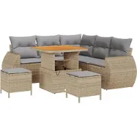 vidaXL Gartensofa-set 8 stk. 7-Sitzanzahl Beige und Hellgrau