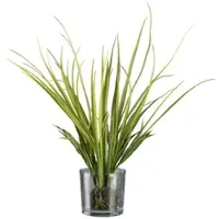 Creativ Green Kunstgras "Wiesengras im Ballen und mit Glas", grün, H:50cm, Obermaterial: 100% Polyethylen, Kunstpflanzen, Kunstgras