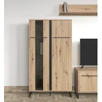 Inosign Highboard "Sardinia", schwarz (artisan eiche, schwarz), B:84,5cm H:153,5cm T:35cm, Holzwerkstoff, Sideboards, Highboard, Vitrine, Breite 84 cm