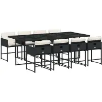 Syfax 9-tlg. Garten-Essgruppe mit Kissen Schwarz Poly Rattan