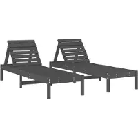 Syfax Sonnenliegen 2 Stk. Grau 199,5x60x74 cm Massivholz Kiefer