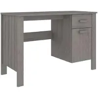 Syfax Schreibtisch HAMAR Hellgrau 113x50x75 cm Massivholz Kiefer