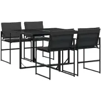 Syfax 5-tlg. Garten-Essgruppe mit Kissen Schwarz Textilene