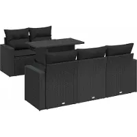 Syfax 6-tlg. Garten-Sofagarnitur mit Kissen Schwarz Poly Rattan