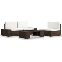 Syfax 4-tlg. Garten-Lounge-Set Poly Rattan Braun