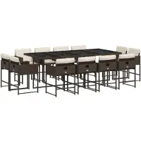 Syfax 13-tlg. Garten-Essgruppe mit Kissen Braun Poly Rattan