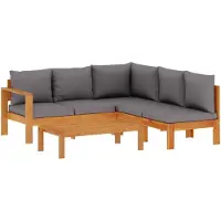 vidaXL 4-tlg. Garten-Sofagarnitur mit Kissen Massivholz Akazie