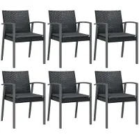 Syfax Gartenstühle mit Kissen 6 Stk. Schwarz 56,5x57x83cm Poly Rattan