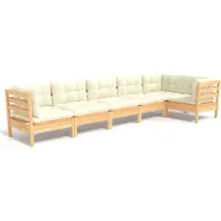 Syfax 6-tlg. Garten-Lounge-Set mit Creme Kissen Kiefernholz