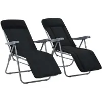 Syfax Klappbare Gartenstühle mit Polstern 2 Stk. Schwarz