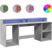 Syfax LED-Schreibtisch Betongrau 200x55x91 cm Holzwerkstoff