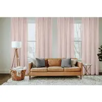 HOMEbasics Gardine HOME BASICS "SOFTY" Gr. 1, rosa (rosé), B:140cm H:160cm, Leinenstruktur, Polyester, Gardinen, Gardine, Ösenschal Leinenstruktur SOFT