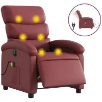 Syfax Massagesessel Elektrisch Weinrot Kunstleder