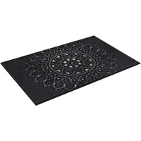 Wash & dry Fußmatte "Purnima", grau (dunkelgrau), B:50cm H:7mm L:75cm, Polyamid, BY KLEEN-TEX, Teppiche, Fußmatte, Schmutzfangmatte, Mandala Motiv, rutschhemmend, waschbar