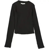 Garcia Longsleeve , Mädchen, Gr. 128/134, off schwarz, Jersey, Obermaterial: 95% Baumwolle, 5% Elasthan, unifarben, körpernah hüftbedeckend, Rundhals, Shirts Longsleeve, in Ripp-Optik, für Girls