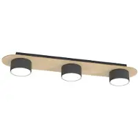 Emibig Hängeleuchte DIAZ, helles Holz/Schwarz, 3xGX53x10W, Holz, Maße: 7x55x11cm, IP20,