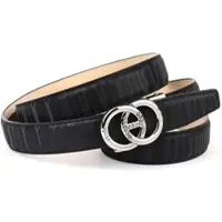 Anthoni Crown Ledergürtel , Damen, Gr. 75, schwarz, Leder, unifarben, Gürtel Ledergürtel, Stufenloser samtig fühlender Ledergürtel
