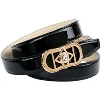 Anthoni Crown Ledergürtel , Damen, Gr. 80, schwarz, Leder, unifarben, Gürtel Ledergürtel, mit exklusiver Koppelschließe, Lackleder