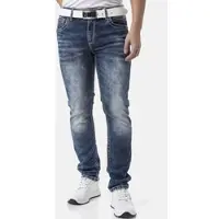 Cipo & Baxx Slim-fit-Jeans , Herren, Gr. 31, Länge 34, blau, Denim/Jeans, Obermaterial: 98% Baumwolle, 2% Elasthan, Abriebeffekte, slim fit knöchellang, Jeans Slim-fit-Jeans