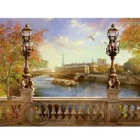 Papermoon Fototapete "Panorama von Paris", bunt, B:3m L:2,23m, Vlies, Tapeten, Fototapete