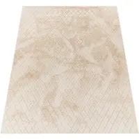Paco Home Hochflor-Teppich "Arnheim 742", beige (creme), B:160cm H:26mm L:220cm, Polyester, Teppiche, Hochflor-Teppich, Uni Farben, Rauten Muster, besonders weich, Hoch-Tief Effekt