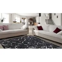 Calo-deluxe Fellteppich "Scarllet 410" Gr. 4, silber (silberfarben, schwarz), B:160cm H:8mm L:230cm, Leder, Teppiche, Fellteppich, echtes Rinderfell, Wohnzimmer