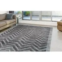 Kayoom Teppich "Luxury 410" Gr. 2, grau (anthrazit), B:80cm H:13mm L:150cm, Viskose, Teppiche, Teppich, Wohnzimmer