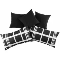 Westfalia Dekokissen, weiß (weiß, kariert unifarben), B:40cm L:40cm, Polyester, SCHLAFKOMFORT, Dekokissen_Sitzkissen_Kissenhüllen, Dekokissen, (5-tlg.)