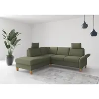 Home affaire Ecksofa "Rochelle, L-Form", grün (olive), B:240cm H:90cm T:216cm, 95% Polyester 5% Polyamid, Sofas, Ecksofa, wahlweise mit Armteilverstellung, Bettfunktion und Bettkasten