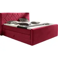 Home affaire Boxspringbett "Atlanta", rot, B:200cm L:221cm, Kunststoff, Massivholz, Stoff, Komplettbetten, Boxspringbett, inklusive Topper und Bettkasten