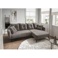 Home affaire Ecksofa "Baggio Stellmaße 277/162 cm, modern & elegant, hoher Fuß", grau, braun, B:277cm T:162cm, 100% Polyester, Sofas, Ecksofa, L-Form, schwarze Metallfüße