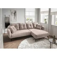 Home affaire Ecksofa "Baggio Stellmaße 277/162 cm, modern & elegant, hoher Fuß", beige, B:277cm T:162cm, 100% Polyester, Sofas, Ecksofa, L-Form, schwarze Metallfüße